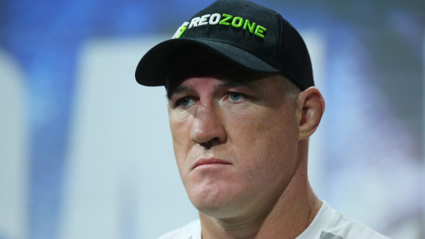 Paul Gallen looks on during a press conference.