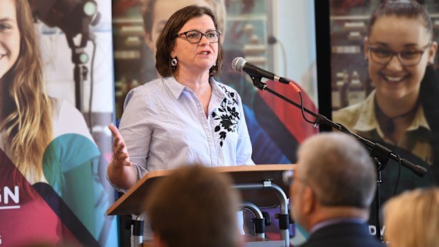 Labor Candidate for Batman Ged Kearney is seen at the Northern College of the Arts and Technology in Preston in Melbourne, Tuesday, February 27, 2018. Ged Kearney is announcing Labor’s plans to invest $10m to prepare students for the jobs of the future ahead of the by-election for the federal seat of Batman on March 17. (AAP Image/Julian Smith)