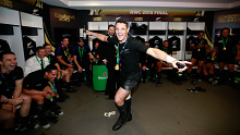 Dan Carter celebrates winning the 2015 Rugby World Cup.