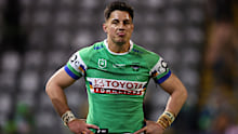 WOLLONGONG, AUSTRALIA - AUGUST 02: Joseph Tapine of the Raiders looks dejected after defeat during the round 22 NRL match between St George Illawarra Dragons and Canberra Raiders at WIN Stadium, on August 02, 2025, in Wollongong, Australia. (Photo by Mark Kolbe Photography/Getty Images)