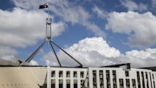 Clouds over Parliament House in Canberra on Friday 1 October 2021. fedpol generic Photo: Alex Ellinghausen