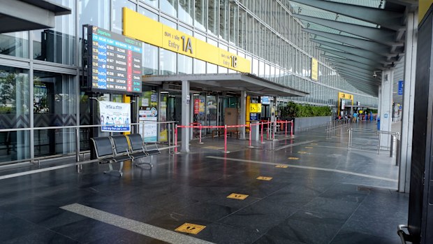 Photo taken on May 16, 2021 shows a deserted view of the Kolkata airport as West Bengal state begins a 15-day lockdown to curb the spread of COVID-19 in Kolkata, India. (Photo by Str/Xinhua via Getty Images)