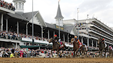 Golden Tempo ridden by Jose Ortiz wins the Kentucky Derby at Churchill Downs Race Track.