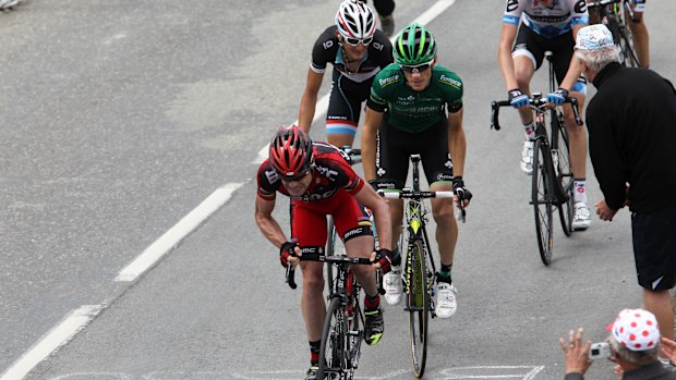 Cadel Evans, Pierre Rolland and Frank Schleck during Stage 19 of the Tour de France.