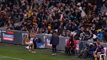 Josh Rachele showed his teeth to Port fans during the Showdown.