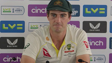 Pat Cummins addresses the media at a press conference following Australia's third Test loss at Headingly.