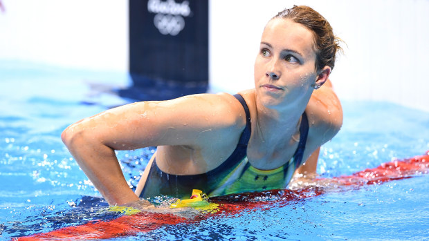 Australia's Emma McKeon after the women's 100m butterfly final at the Rio Olympics.