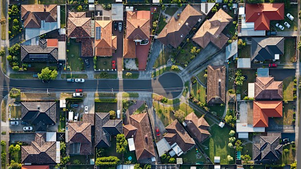 Flying over the suburbs of Melbourne Australia.