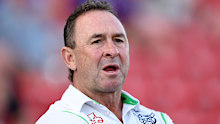 NEWCASTLE, AUSTRALIA - MARCH 07:  Ricky Stuart, coach of the Raiders looks on before the round one NRL match between Newcastle Knights and Canberra Raiders at McDonald Jones Stadium on March 07, 2024, in Newcastle, Australia. (Photo by Brendon Thorne/Getty Images)