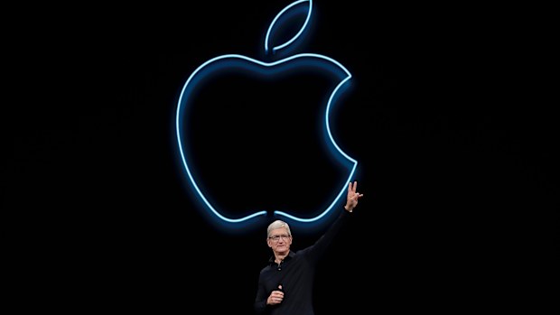 Apple CEO Tim Cook waves after speaking at the Apple Worldwide Developers Conference in San Jose, Calif., Monday, June 3, 2019. 
