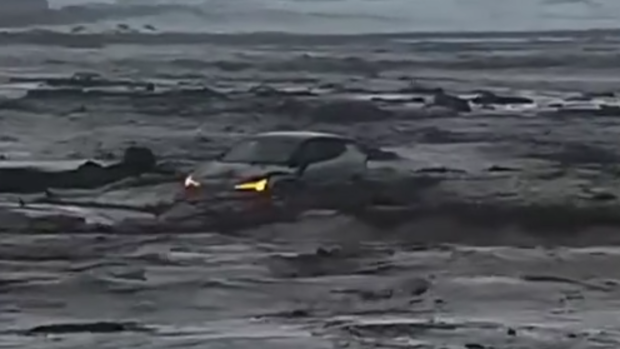 Cars were swept out to sea at Wye River as a result of flash flooding.