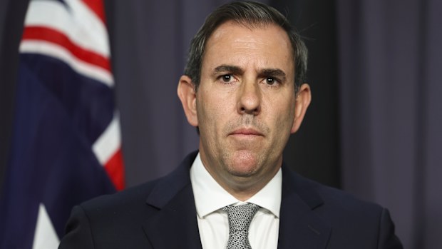 Treasurer Dr Jim Chalmers at a press conference at Parliament House in Canberra on Monday 13 October 2025. fedpol Photo: Alex Ellinghausen