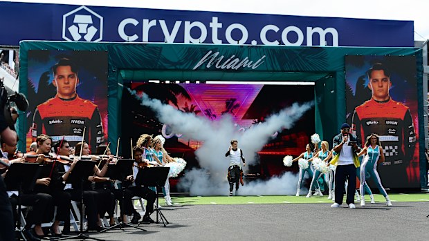 Oscar Piastri of Australia and McLaren walks out onto the grid prior to the F1 Grand Prix of Miami at Miami International Autodrome on May 07, 2023 in Miami, Florida. (Photo by Mario Renzi - Formula 1/Formula 1 via Getty Images)