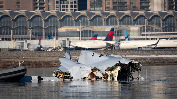 The Coast Guard, local, state and federal agencies respond to an aircraft collision in Washington D.C., January 30, 2025. Coast Guard Sector Maryland - National Capital Region command center watchstanders received a report of a helicopter and a commercial passenger aircraft collision Wednesday evening in vicinity of the Ronald Reagan Airport. (U.S Coast Guard photo by Petty Officer 1st Class Brandon Giles)