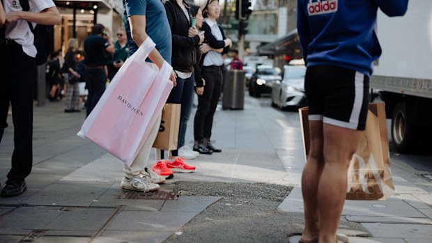 Shoppers at Sydney's Pitt Street Mall.