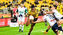 Julian Savea of the Hurricanes at Sky Stadium.