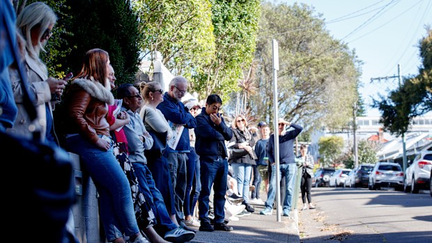 Potential bidders attend an auction