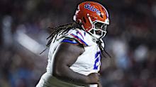 TALLAHASSEE, FLORIDA - NOVEMBER 30: Desmond Watson #21 of the Florida Gators looks on during the first half of a game against the Florida State Seminoles at Doak Campbell Stadium on November 30, 2024 in Tallahassee, Florida. (Photo by James Gilbert/Getty Images)
