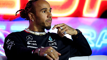 LAS VEGAS, NEVADA - NOVEMBER 15: Lewis Hamilton of Great Britain and Mercedes looks on in the Drivers Press Conference during previews ahead of the F1 Grand Prix of Las Vegas at Las Vegas Strip Circuit on November 15, 2023 in Las Vegas, Nevada. (Photo by Jared C. Tilton/Getty Images)