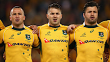 Matt Giteau, Drew Mitchell and Adam Ashley-Cooper at Suncorp Stadium.