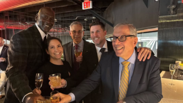Michael Jordan and his team celebrated in style in a North Carolina steakhouse. 