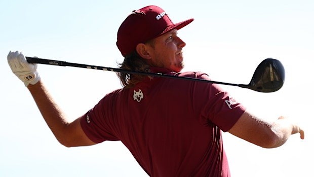 Cameron Smith of Australia tees off at the Australian Open.