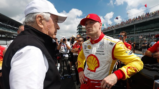 Roger Penske (left) with his driver Josef Newgarden.