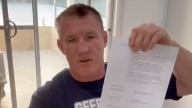 Paul Gallen captioned the video: "Almost there, sign the contract @sonnybillwilliams".