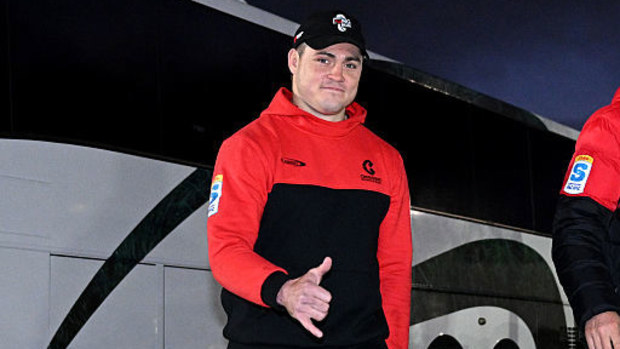 James O'Connor and assistant coach Brad Mooar of the Crusaders.