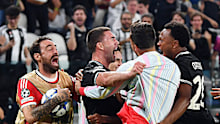 Dusan Vlahovic of Juventus celebrates scoring.