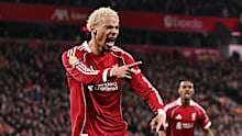 Hugo Ekitike of Liverpool scores his team's second goal.