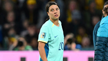 Sam Kerr leaves the pitch during the FIFA Women's World Cup. 