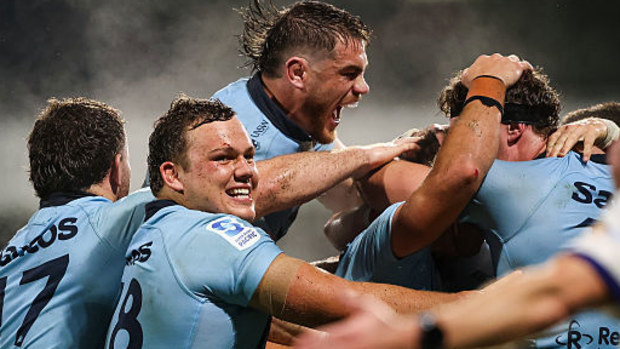 The NSW Waratahs celebrate.