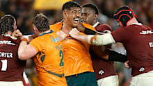 Will Skelton of the Wallabies fights with James Ryan of the British and Irish Lions.