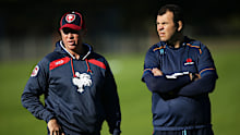 Trent Robinson and Michael Cheika together in 2017. 