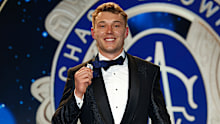 MELBOURNE, AUSTRALIA - SEPTEMBER 23: Patrick Cripps of the Blues wins the Brownlow Medal during the 2024 Brownlow Medal at Crown Palladium on September 23, 2024 in Melbourne, Australia. (Photo by Michael Willson/AFL Photos via Getty Images)