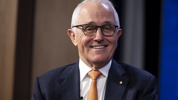 Former Prime Minister Malcolm Turnbull during an address to the National Press Club of Australia, in Canberra on Wednesday 8 November 2023.