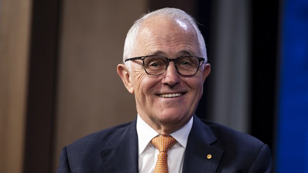 Former Prime Minister Malcolm Turnbull during an address to the National Press Club of Australia, in Canberra on Wednesday 8 November 2023.