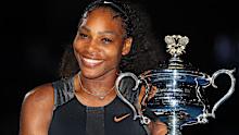 MELBOURNE, AUSTRALIA - JANUARY 28:  Serena Williams poses with the Daphne Akhurst Trophy after winning the Women's Singles Final against Venus Williams of the United States on day 13 of the 2017 Australian Open at Melbourne Park on January 28, 2017 in Melbourne, Australia.  (Photo by Scott Barbour/Getty Images)