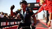 CERVIA, ITALY - SEPTEMBER 21: Alex Zanardi of Italy celebrates finishing  IRONMAN Italy on September 21, 2019 in Cervia, Italy. (Photo by Bryn Lennon/Getty Images for IRONMAN)