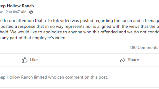 The ranch has responded to the most recent video.