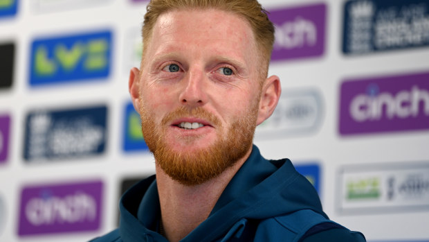 England captain Ben Stokes speaks to the media during a press conference at Emirates Old Trafford on July 18, 2023 in Manchester, England. (Photo by Gareth Copley/Getty Images)