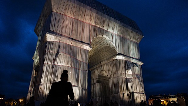 People can see the gleaming silver and blue fabric and touch it too as the artists had intended. 