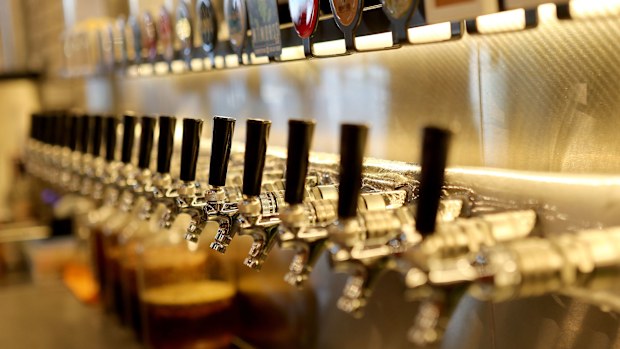 Beer taps.