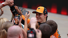 Race winner Oscar Piastri of Australia and McLaren celebrates in parc ferme during the F1 Grand Prix of China at Shanghai International Circuit on March 23, 2025 in Shanghai, China. (Photo by Meg Oliphant/Getty Images)