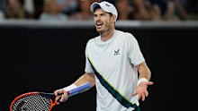 Andy Murray reacts during his four set defeat against Roberto Bautista Agut in the 2023 Australian Open. 
