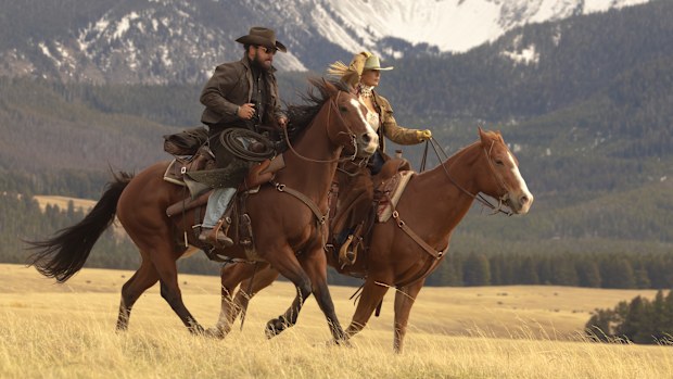 L-R: Cole Hauser as Rip Wheeler and Kelly Reilly as Beth Dutton in Dutton Ranch, episode 1, season 1, streaming on Paramount+, 2026. Photo Credit: Emerson Miller/Paramount+. Yellowstone Spin-off