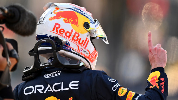 Pole position qualifier Max Verstappen of the Netherlands and Oracle Red Bull Racing celebrates in parc ferme during qualifying ahead of the F1 Grand Prix of Monaco at Circuit de Monaco on May 27, 2023 in Monte-Carlo, Monaco. (Photo by Dan Mullan/Getty Images)