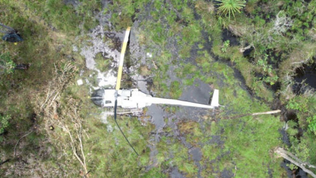 The scene of the NT helicopter crash.