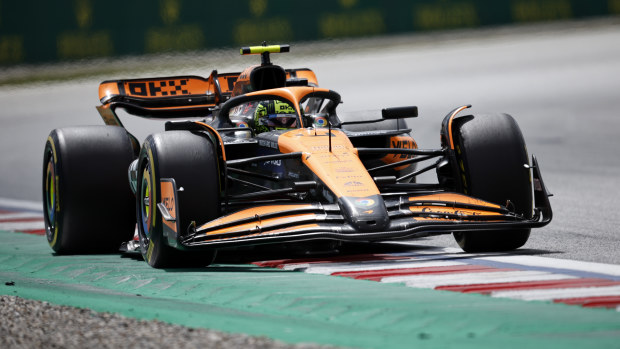 Lando Norris of Great Britain driving the (4) McLaren MCL38 Mercedes on track during the F1 Grand Prix of Spain at Circuit de Barcelona-Catalunya on June 23, 2024 in Barcelona, Spain. (Photo by Chris Graythen/Getty Images)